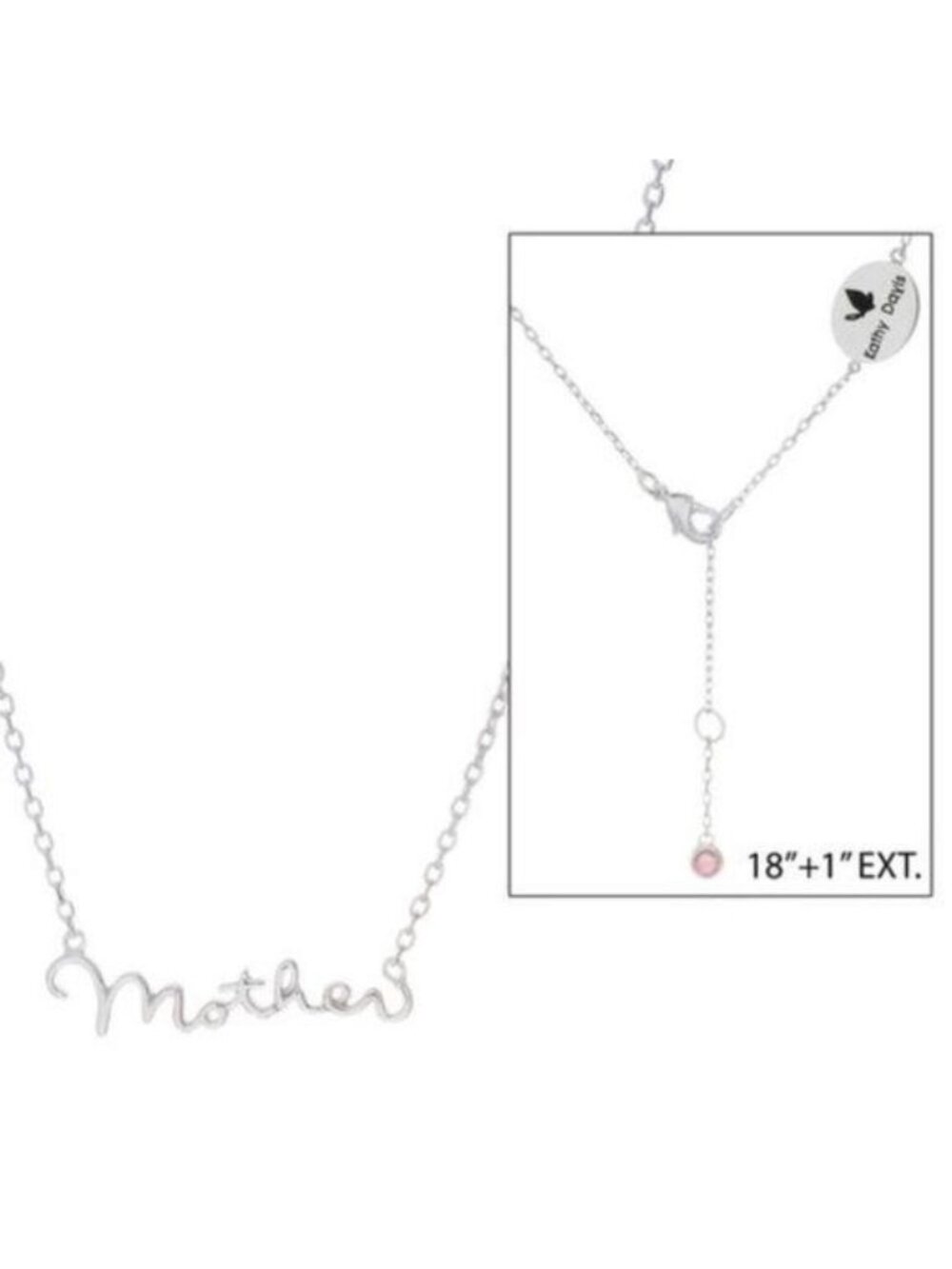 Kathy Davis Mother Script Necklace Silver Plate